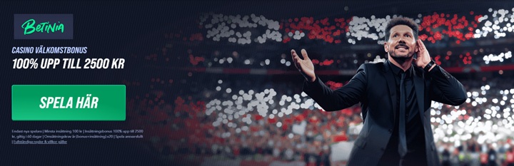 Betinia casinobonus - 100% upp till 2500 kr